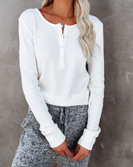 Gwen Cotton + Modal Thermal Henley Top - Off White Ins Street