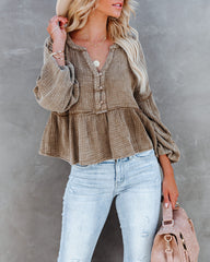 Havasu Crop Babydoll Top - Taupe Ins Street