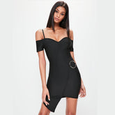 Strappy Short Sleeve Mini Bandage Dress Ins Street