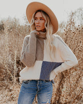 Jasmin Colorblock Turtleneck Knit Sweater Ins Street