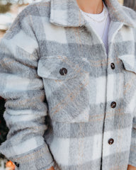 Jayde Soft Plaid Button Down Shacket - Grey Ins Street