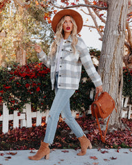 Jayde Soft Plaid Button Down Shacket - Grey Ins Street