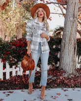 Jayde Soft Plaid Button Down Shacket - Grey Ins Street