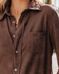 Jinnie Faux Suede Button Down Top - Brown - FINAL SALE Ins Street