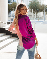Kamia Satin Colorblock Button Down Blouse - Pink Purple - FINAL SALE Ins Street
