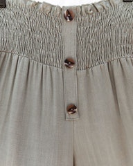 PREORDER - Kaylen Linen Blend High Rise Smocked Pants - Olive Ins Street