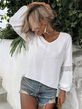 Solid Color Shirt Lantern Sleeve Lace Hollow Chiffon Top 2023-03-14 InsStreet