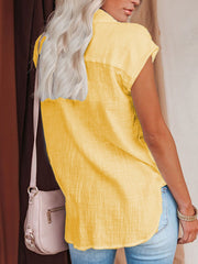 Women's Solid Color Single Breasted Shirt Casual Short Sleeve Top Ins street