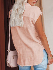 Women's Solid Color Single Breasted Shirt Casual Short Sleeve Top Ins street