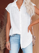 Women's Solid Color Single Breasted Shirt Casual Short Sleeve Top Ins street