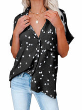 Star Print V-neck Buttoned Bat Short-sleeve Shirt Ins Street