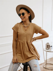 Solid Color V-Neck Short Sleeve Baby Shirt 2023-03-14 InsStreet