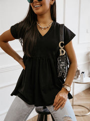 Solid Color V-Neck Short Sleeve Baby Shirt 2023-03-14 InsStreet