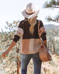 Kidman Colorblock Mock Neck Sweater - Brown Ins Street