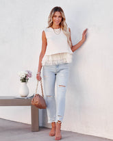 Kinsley Tiered Tulle Crop Top - Vintage Cream Ins Street