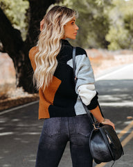 Landyn Colorblock Knit Sweater - Camel Black Ins Street