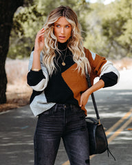 Landyn Colorblock Knit Sweater - Camel Black Ins Street