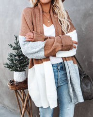 Laney Pocketed Colorblock Knit Cardigan - Camel Ins Street