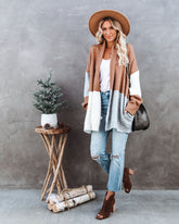 Laney Pocketed Colorblock Knit Cardigan - Camel Ins Street
