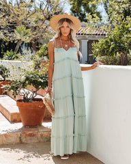 Leighton Pocketed Ruffle Tiered Maxi Dress - Misty Jade Ins Street