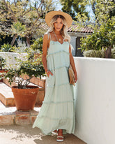 Leighton Pocketed Ruffle Tiered Maxi Dress - Misty Jade Ins Street