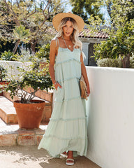 Leighton Pocketed Ruffle Tiered Maxi Dress - Misty Jade Ins Street