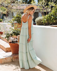 Leighton Pocketed Ruffle Tiered Maxi Dress - Misty Jade Ins Street
