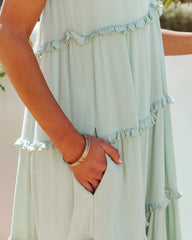 Leighton Pocketed Ruffle Tiered Maxi Dress - Misty Jade Ins Street