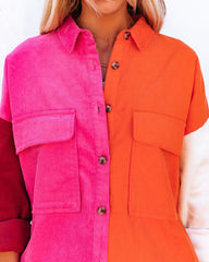 Liana Cotton Colorblock Corduroy Shacket - Pink Multi Ins Street