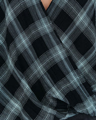 Lonzo Cotton Plaid Bell Sleeve Top - Black Ins Street