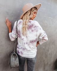 Love Song Tie Dye Soft Knit Pullover - Lavender Grey Ins Street