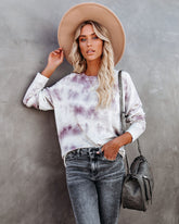 Love Song Tie Dye Soft Knit Pullover - Lavender Grey Ins Street
