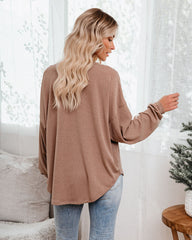 Maggie Relaxed Knit Henley Top - Mocha Ins Street