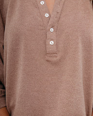 Maggie Relaxed Knit Henley Top - Mocha Ins Street