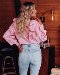 Marie Ruffle Cable Knit Sweater Ins Street