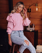 Marie Ruffle Cable Knit Sweater Ins Street