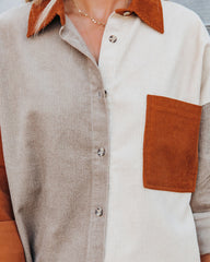 Mav Cotton Corduroy Colorblock Shacket Ins Street