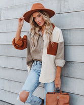 Mav Cotton Corduroy Colorblock Shacket Ins Street