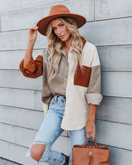 Mav Cotton Corduroy Colorblock Shacket Ins Street