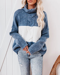 Mingle Colorblock Turtleneck Sweater Ins Street