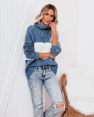 Mingle Colorblock Turtleneck Sweater Ins Street