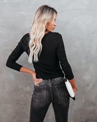 Mira Asymmetrical Ruched Long Sleeve Knit Top - Black Ins Street