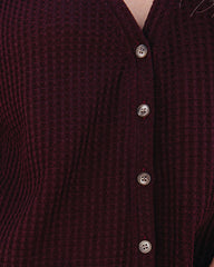 Miriam Button Down Knit Top - Merlot Ins Street