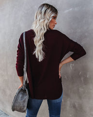 Miriam Button Down Knit Top - Merlot Ins Street