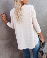 Miriam Button Down Knit Top - Warm Vanilla Ins Street