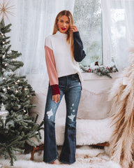 Morningside Mock Neck Colorblock Sweater - Cream Multi Ins Street