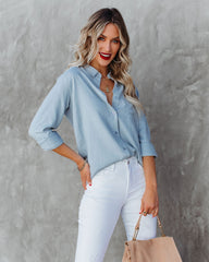 Nehan Cotton Linen Button Down Top - Blue Ins Street