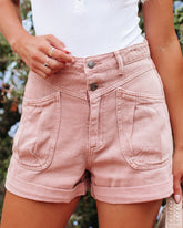 Nicolas High Rise Cuffed Denim Shorts - Clay Ins Street