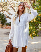 Oaklin Crochet Lace Tie Dress - White Ins Street