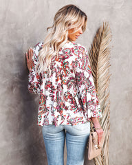 On Repeat Printed Button Down Babydoll Top Ins Street